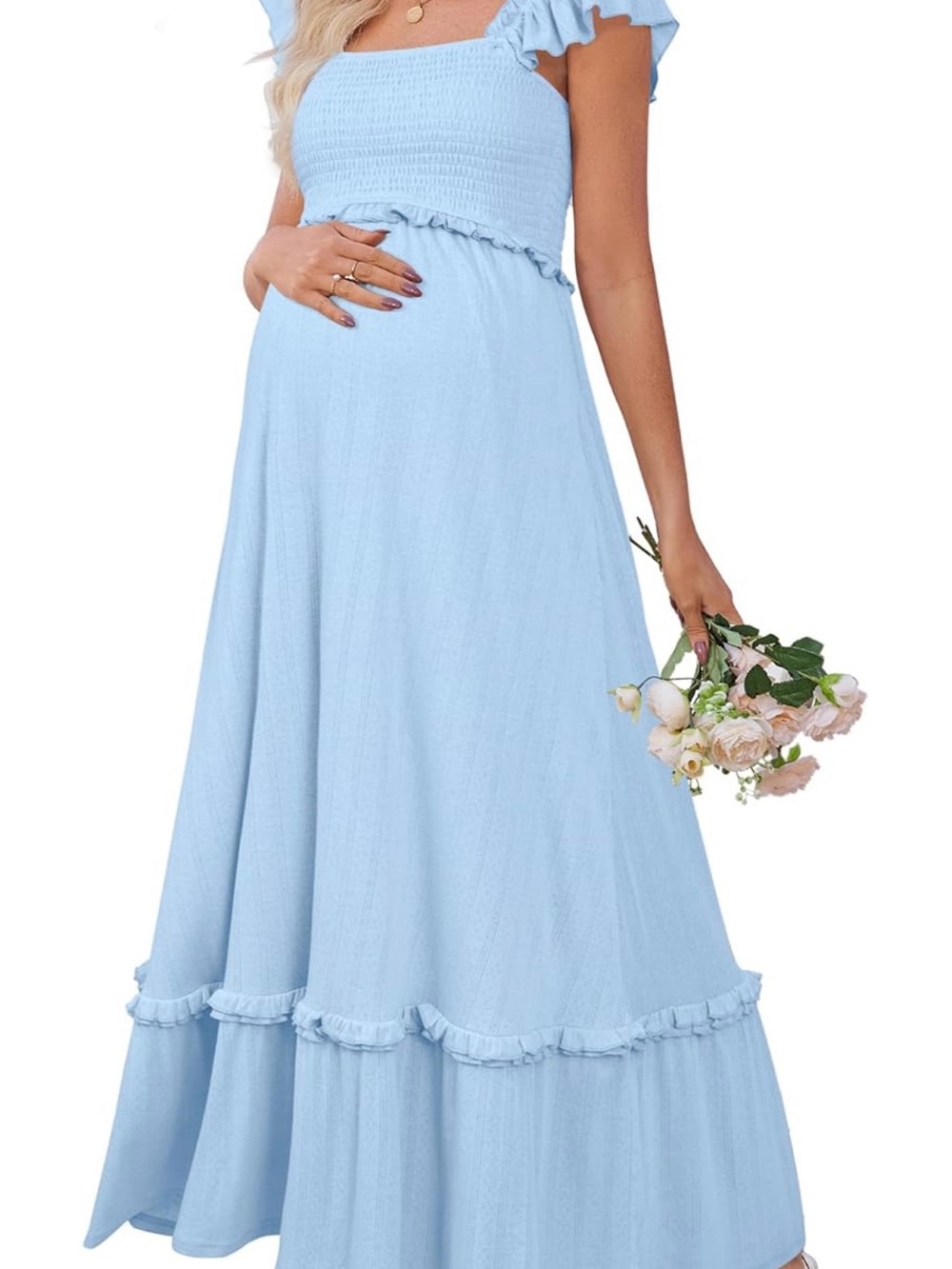 Light Blue Maxi Maternity Dress